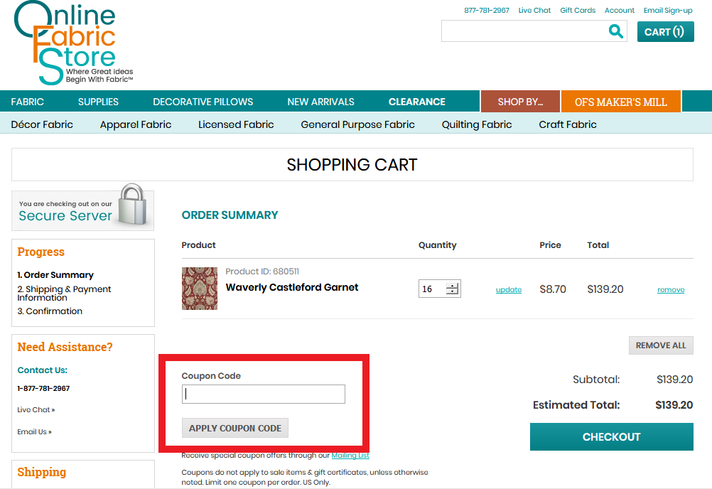 Online Fabric Store Coupons